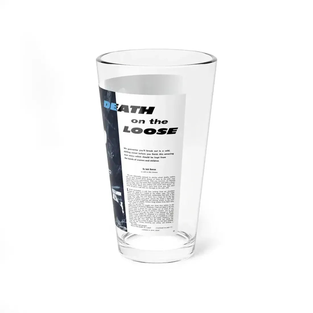 Death on the Loose, Bluebook for Men, February 1961 - Pint Glass 16oz - Go Mug Yourself