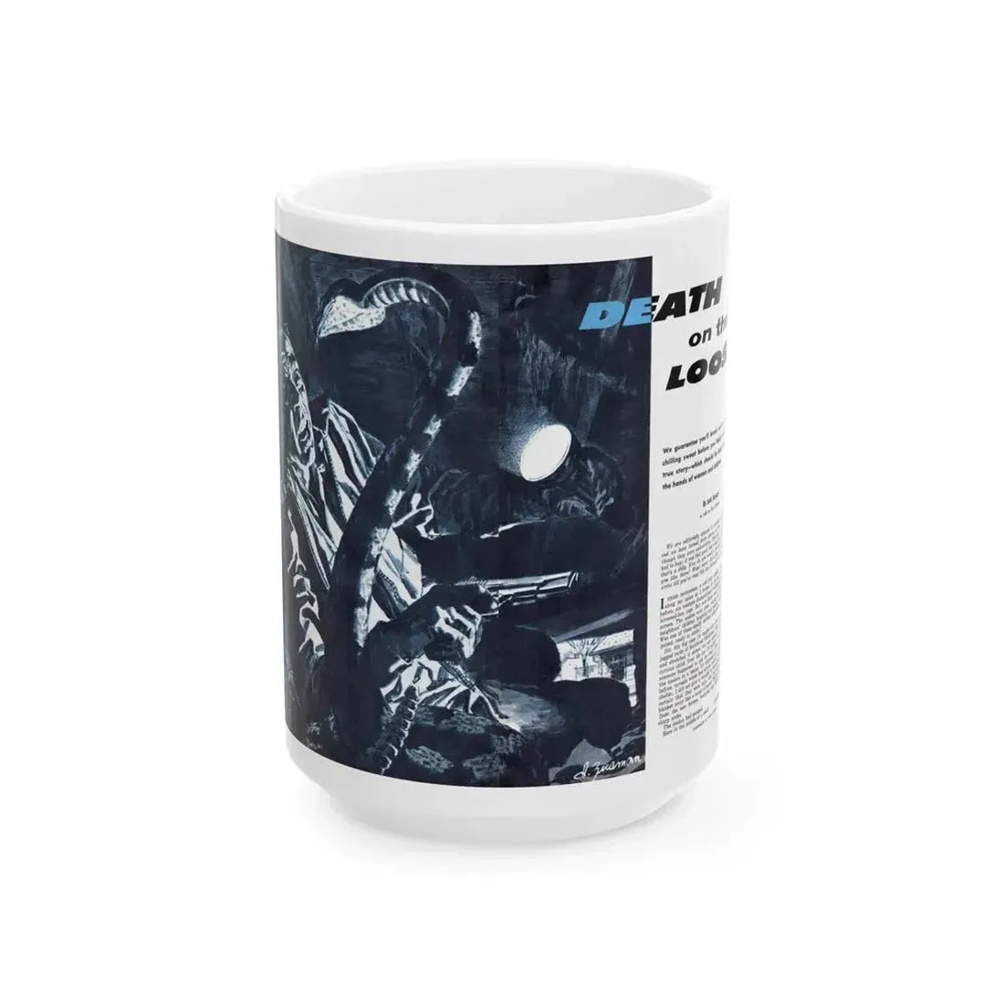 Death on the Loose, Bluebook for Men, February 1961 - White Coffee Mug 15oz - Go Mug Yourself