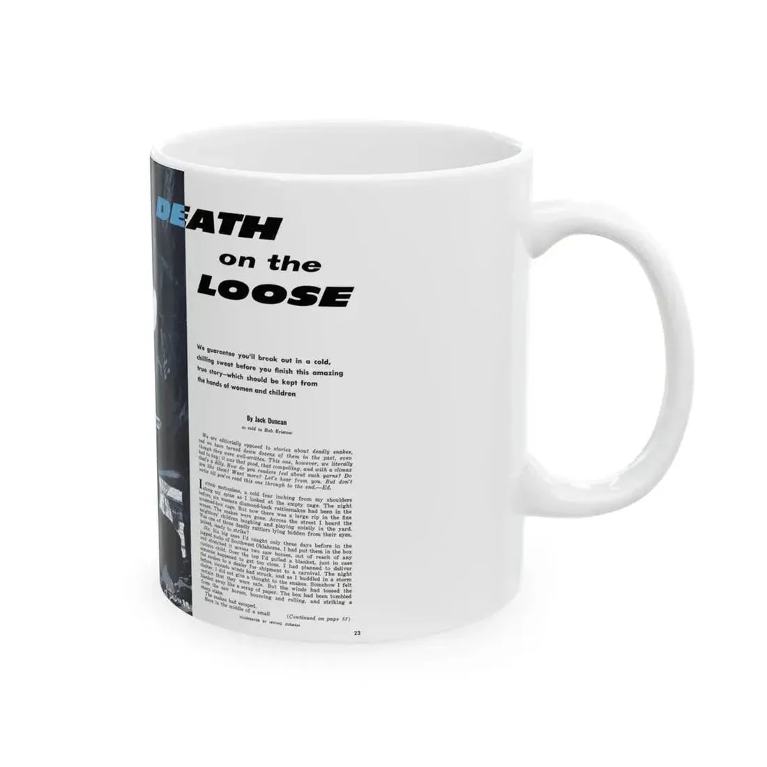 Death on the Loose, Bluebook for Men, February 1961 - White Coffee Mug - Go Mug Yourself
