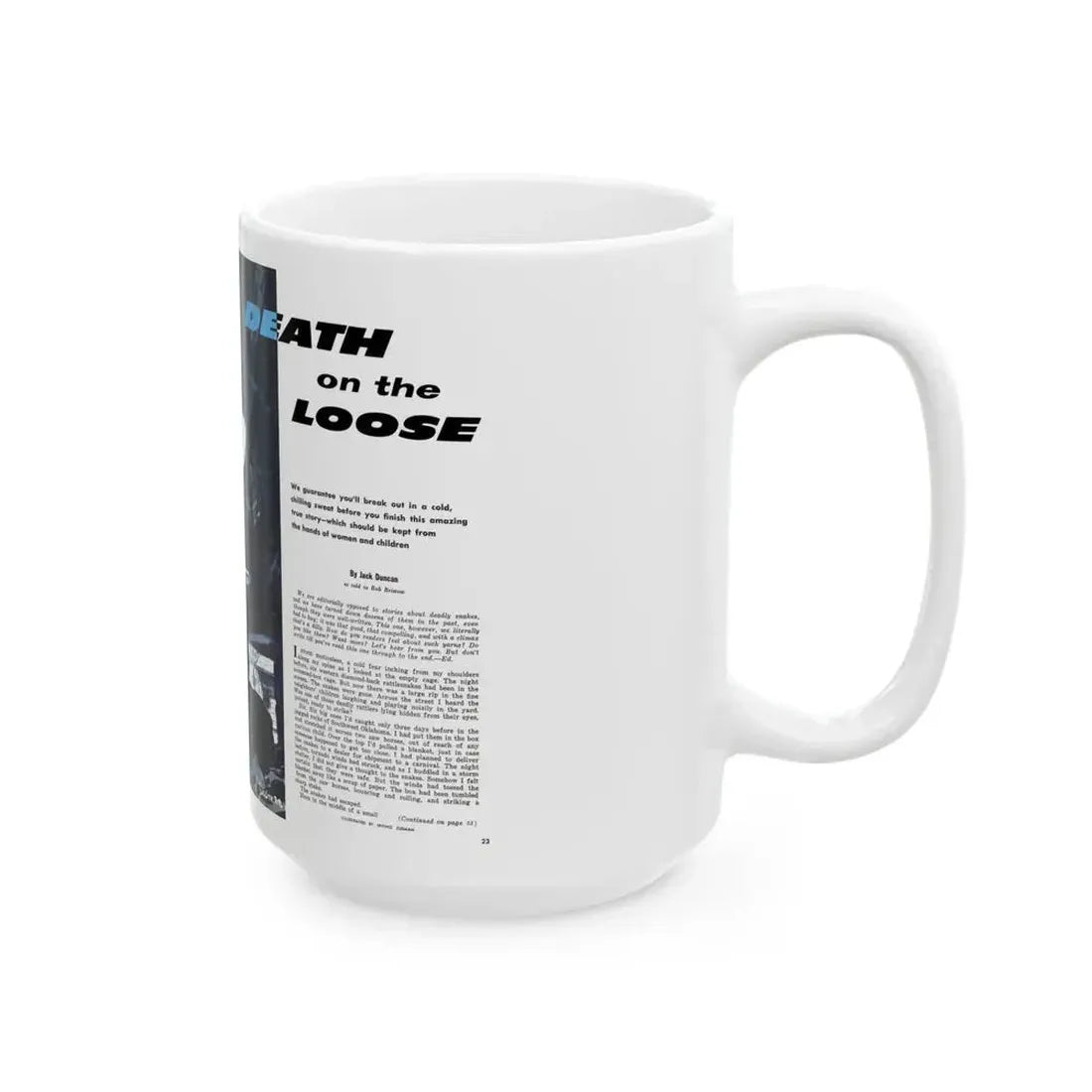 Death on the Loose, Bluebook for Men, February 1961 - White Coffee Mug - Go Mug Yourself
