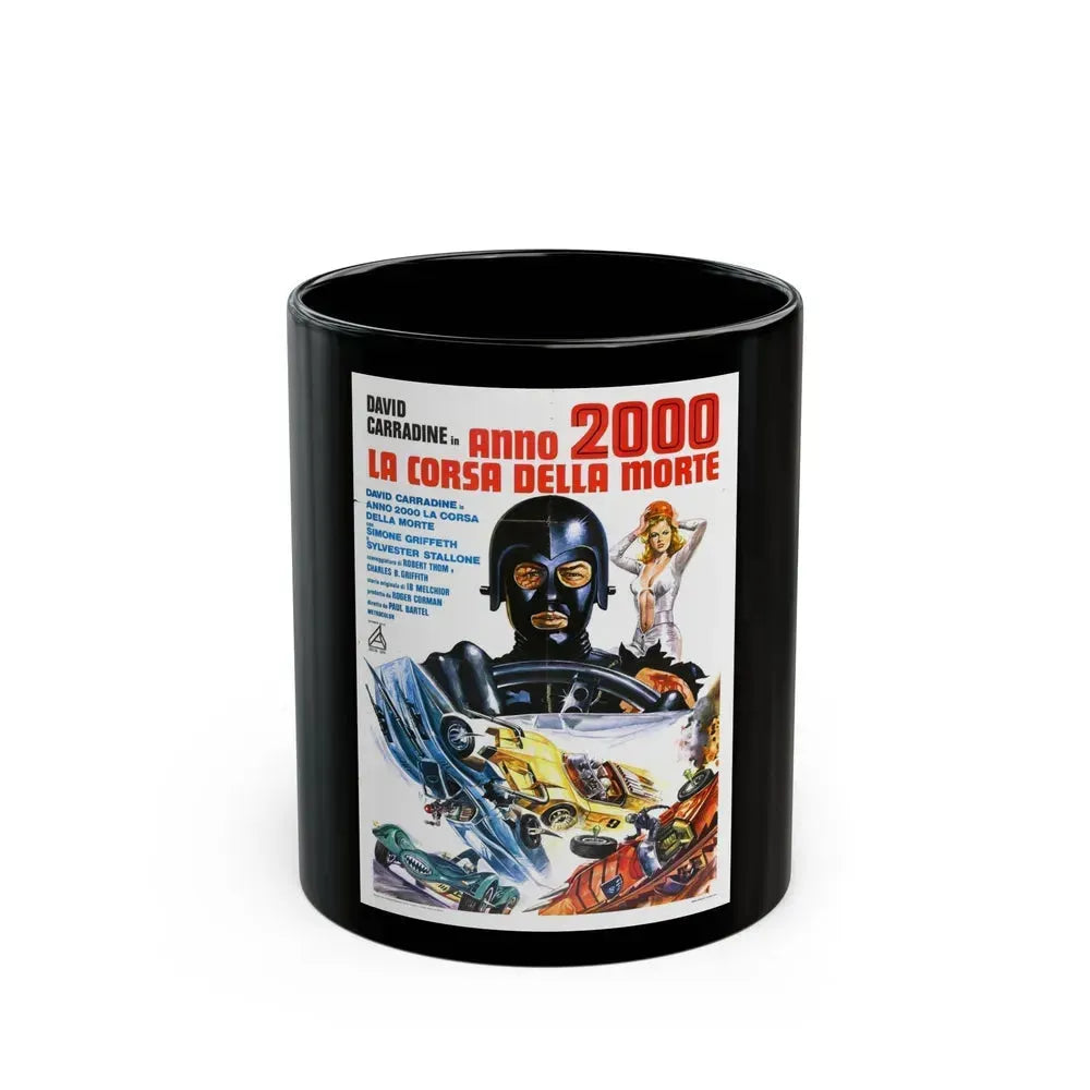 DEATH RACE 2000 (italian) 1975 Movie Poster - Black Coffee Mug 11oz - Go Mug Yourself