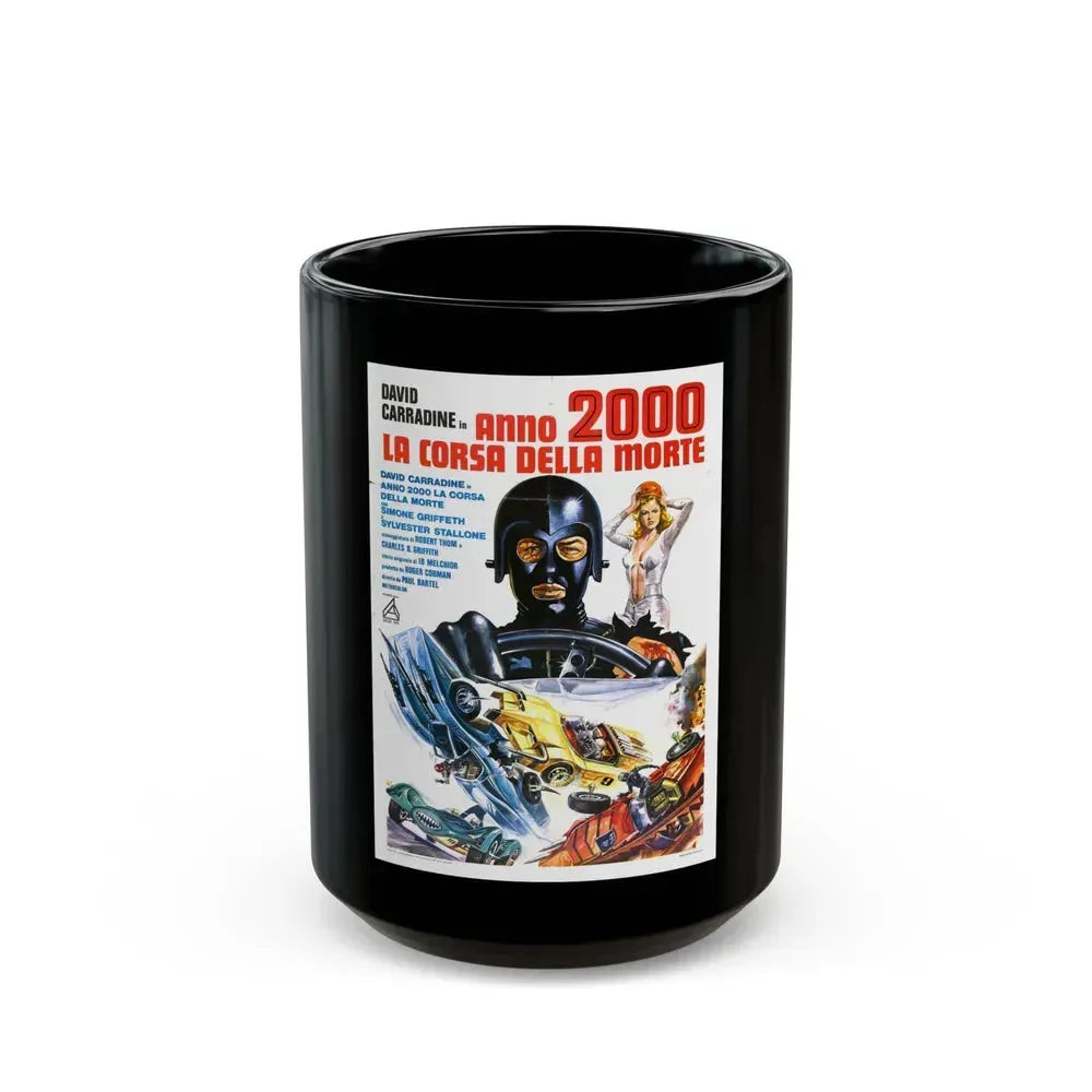 DEATH RACE 2000 (italian) 1975 Movie Poster - Black Coffee Mug 15oz - Go Mug Yourself