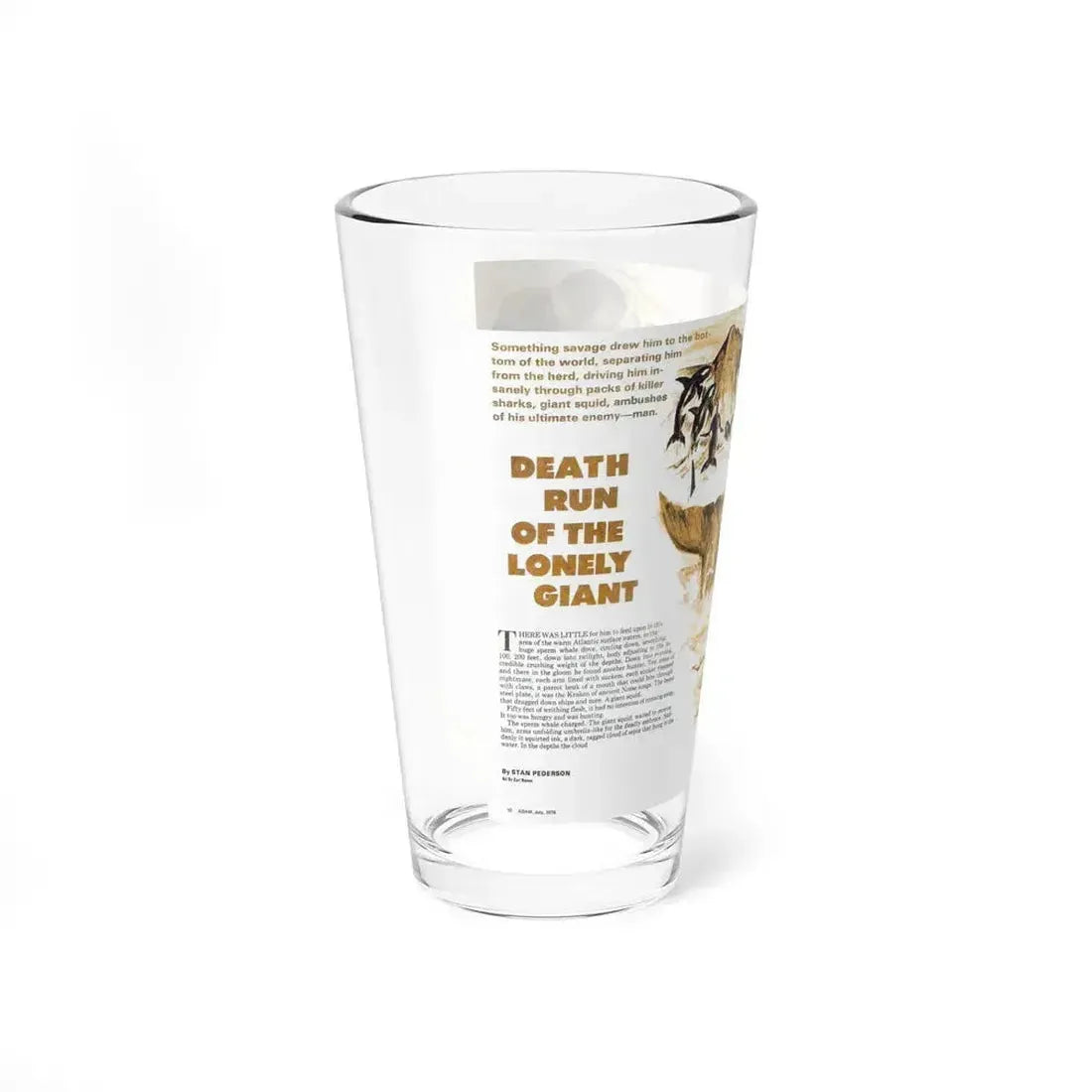 Death Run of the Lonely Giant, Adam magazine, July 1976 - Pint Glass 16oz - Go Mug Yourself