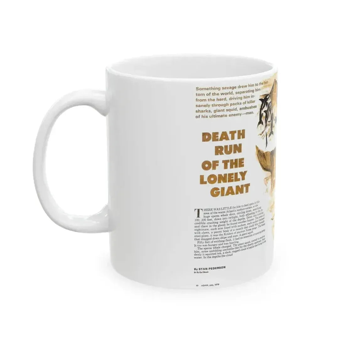 Death Run of the Lonely Giant, Adam magazine, July 1976 - White Coffee Mug - Go Mug Yourself