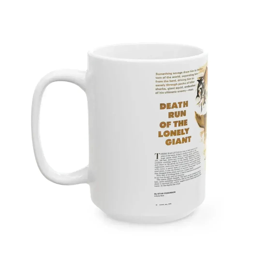 Death Run of the Lonely Giant, Adam magazine, July 1976 - White Coffee Mug - Go Mug Yourself