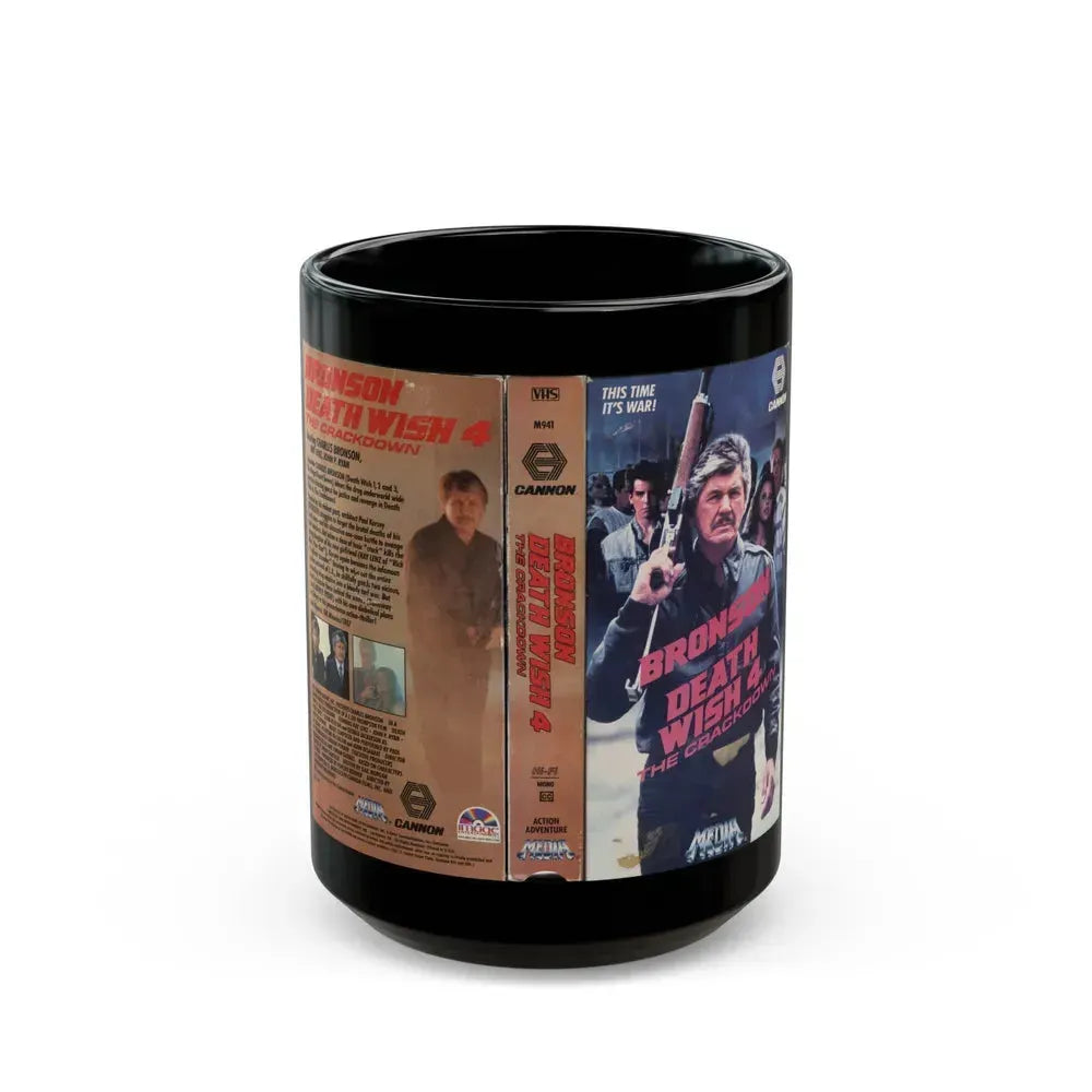 DEATH WISH 4 THE CRACKDOWN (VHS COVER) - Black Coffee Mug 15oz - Go Mug Yourself