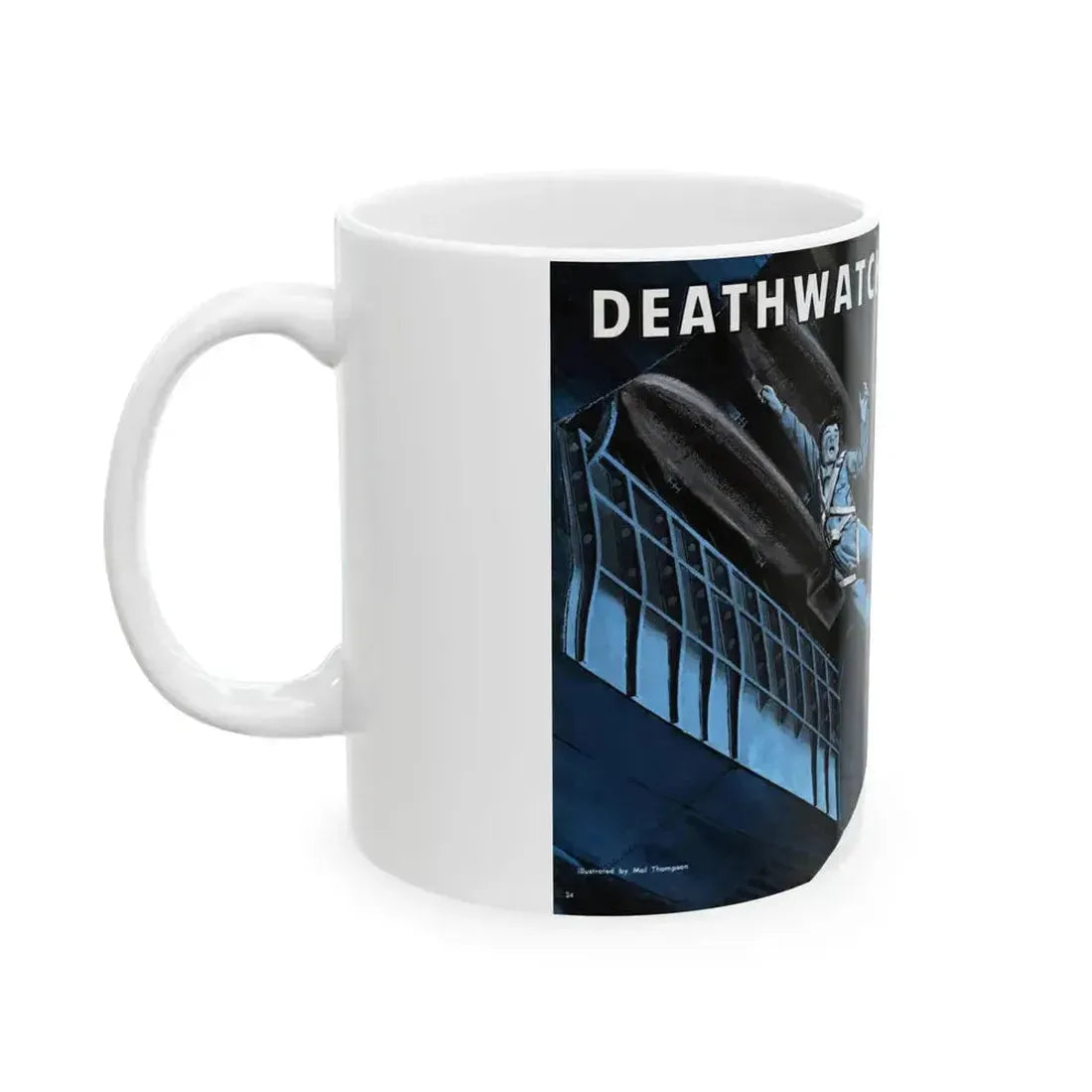 Deathwatch In A Bomb Bay, Man's magazine, November 1959 - White Coffee Mug - Go Mug Yourself