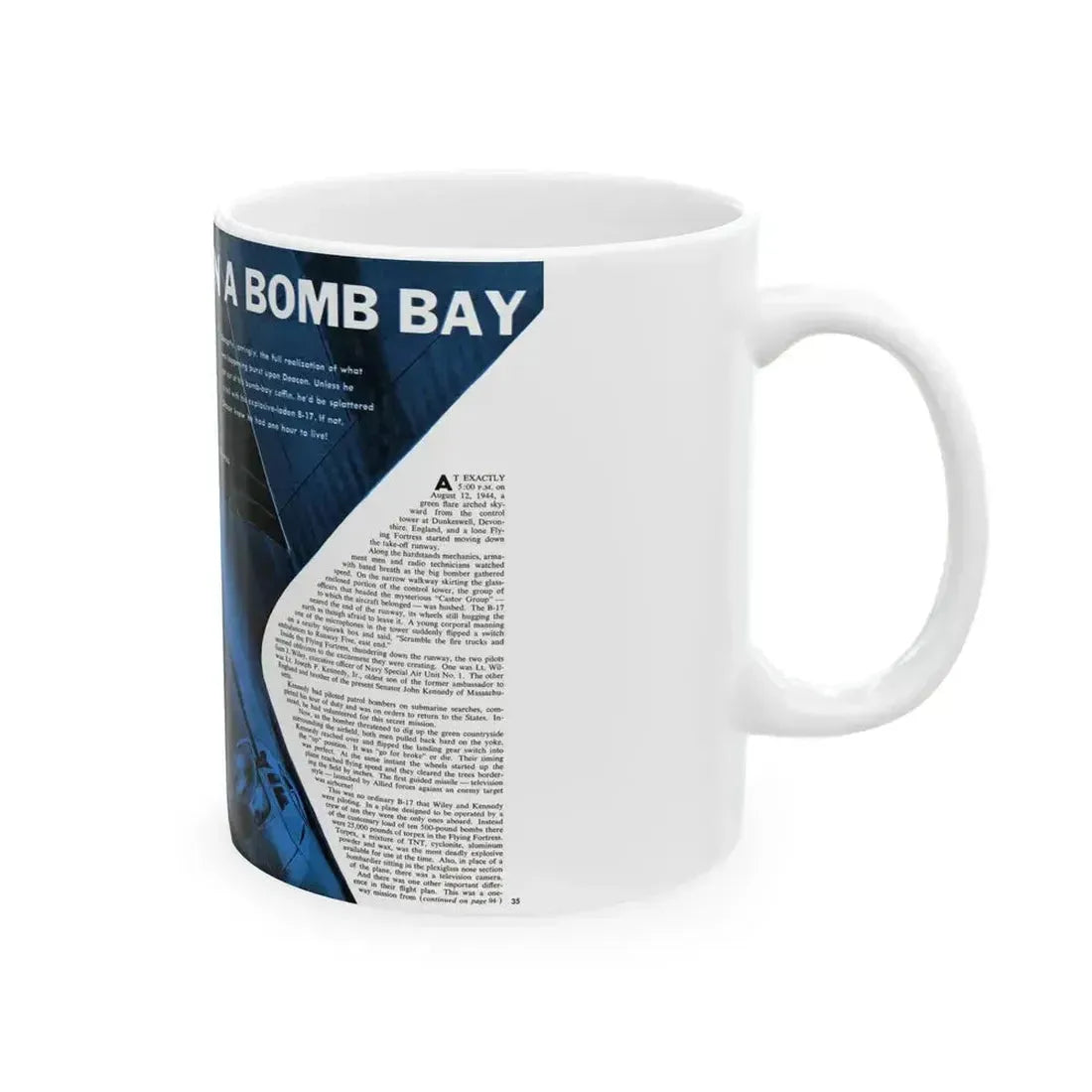 Deathwatch In A Bomb Bay, Man's magazine, November 1959 - White Coffee Mug - Go Mug Yourself