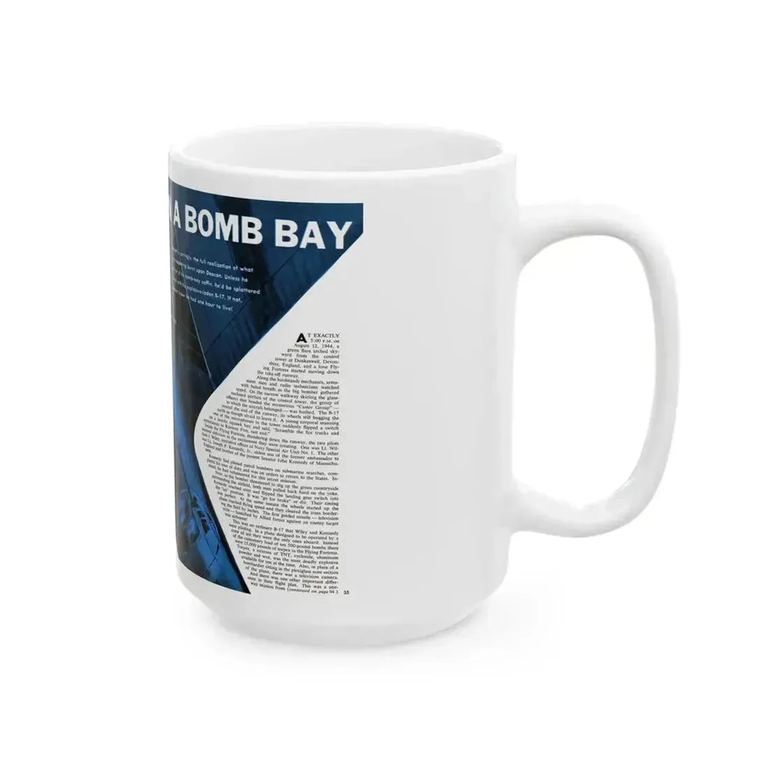 Deathwatch In A Bomb Bay, Man's magazine, November 1959 - White Coffee Mug - Go Mug Yourself