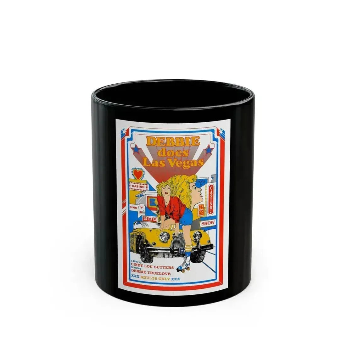 DEBBIE DOES LAS VEGAS 1981 Movie Poster - Black Coffee Mug 11oz - Go Mug Yourself