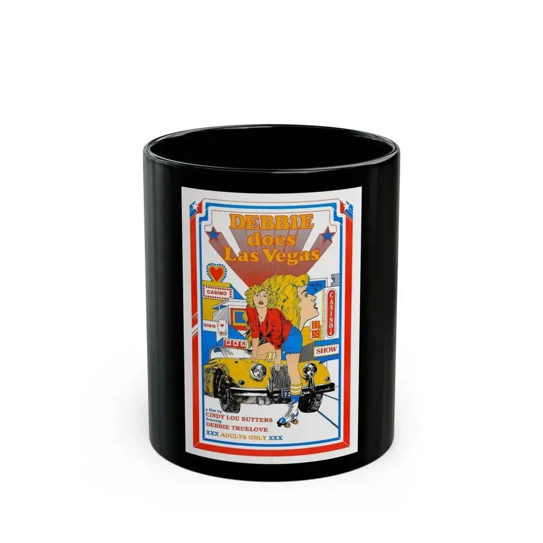 DEBBIE DOES LAS VEGAS 1981 Movie Poster - Black Coffee Mug 11oz - Go Mug Yourself