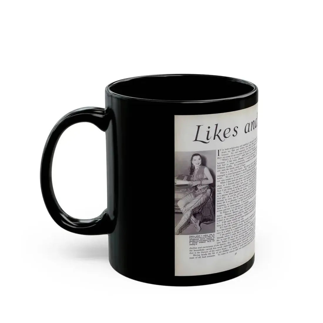 Debra Paget #521 - Debbie on Pages 58 & 59 Unknown Movie Star Magazine with, 2 B&W Photos and Article Mid 50's (Vintage Female Icon) Black Coffee Mug - Go Mug Yourself