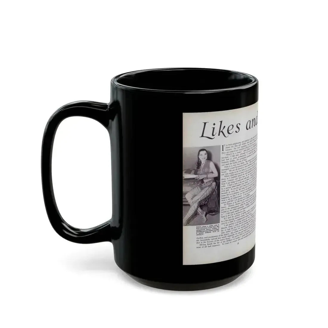 Debra Paget #521 - Debbie on Pages 58 & 59 Unknown Movie Star Magazine with, 2 B&W Photos and Article Mid 50's (Vintage Female Icon) Black Coffee Mug - Go Mug Yourself