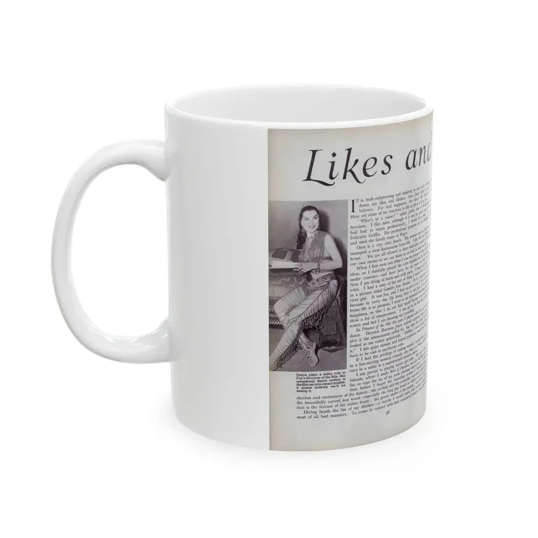 Debra Paget #521 - Debbie on Pages 58 & 59 Unknown Movie Star Magazine with, 2 B&W Photos and Article Mid 50's (Vintage Female Icon) White Coffee Mug - Go Mug Yourself