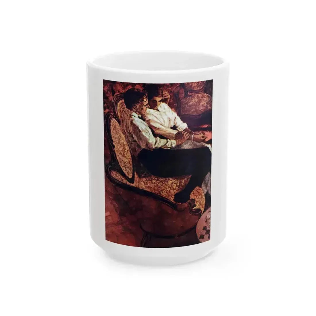 Decision by Firelight, Good Housekeeping, July 1965 - White Coffee Mug 15oz - Go Mug Yourself