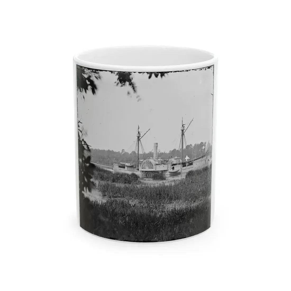 Deep Bottom, Va. U.S. Gunboat Mendota (In Service May 2, 1864) On The James (U.S. Civil War) White Coffee Mug 11oz - Go Mug Yourself