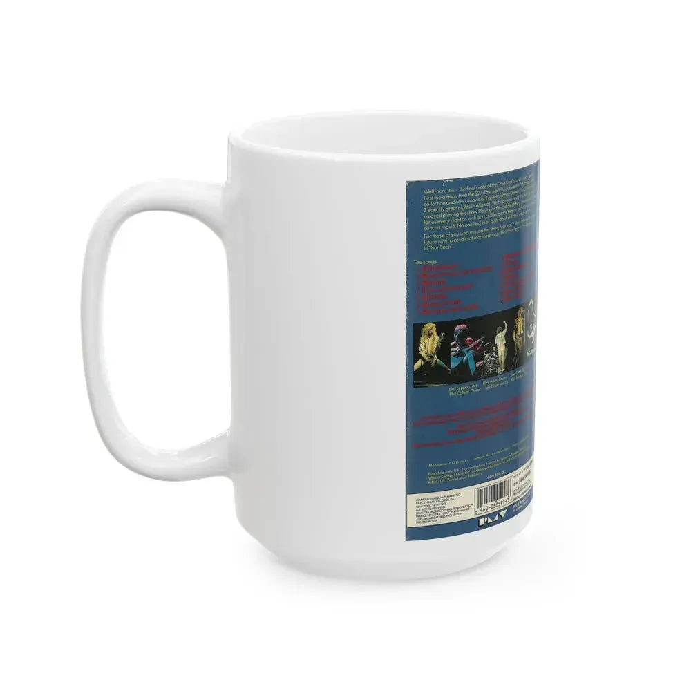DEF LEPPARD LIVE IN THE ROUND IN YOUR FACE LIVE (VHS COVER) - White Coffee Mug - Go Mug Yourself