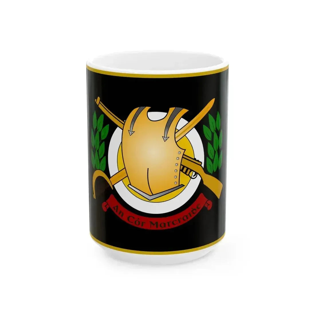 Defense Forces Cavalry Corps Flag Ireland (Ireland) White Coffee Mug 15oz - Go Mug Yourself