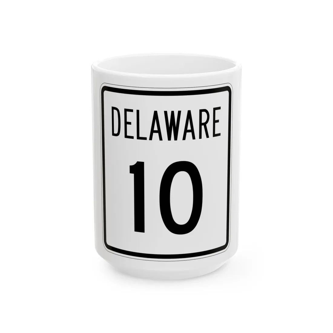 Delaware 10 1955 (Delaware) (Road Sign) White Coffee Mug 15oz - Go Mug Yourself