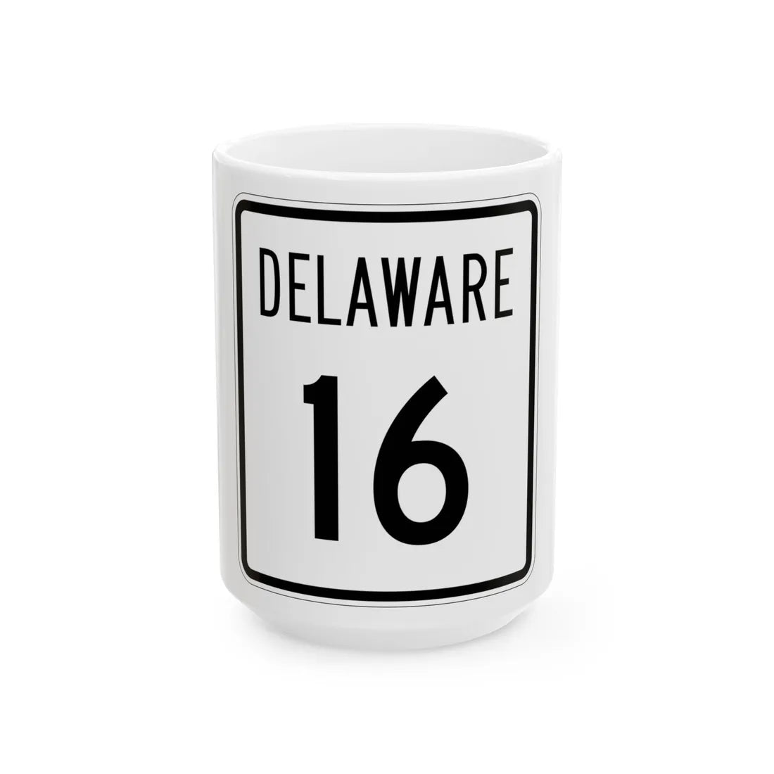 Delaware 16 1955 (Delaware) (Road Sign) White Coffee Mug 15oz - Go Mug Yourself