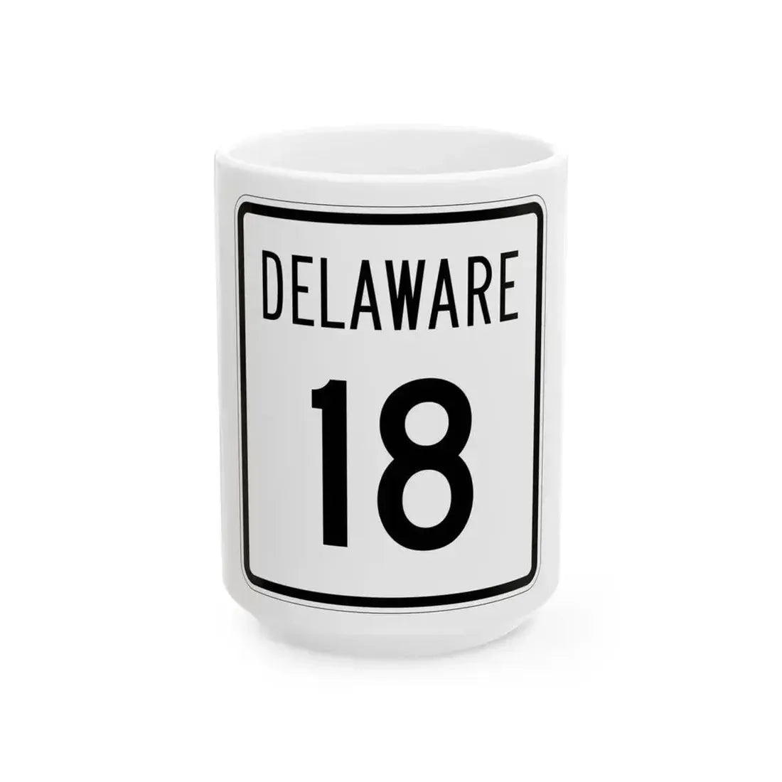 Delaware 18 1955 (Delaware) (Road Sign) White Coffee Mug 15oz - Go Mug Yourself