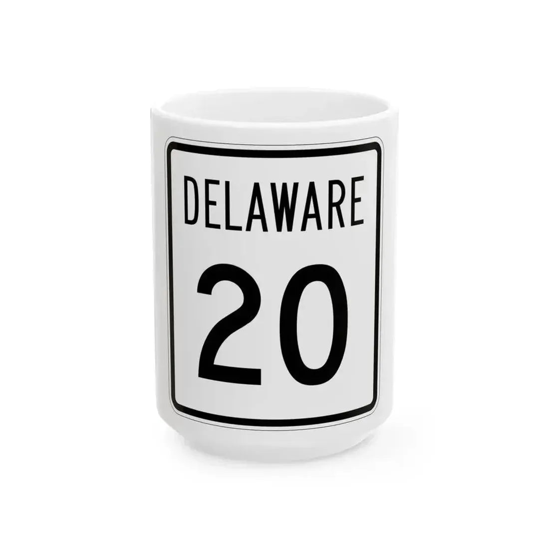 Delaware 20 1955 (Delaware) (Road Sign) White Coffee Mug 15oz - Go Mug Yourself