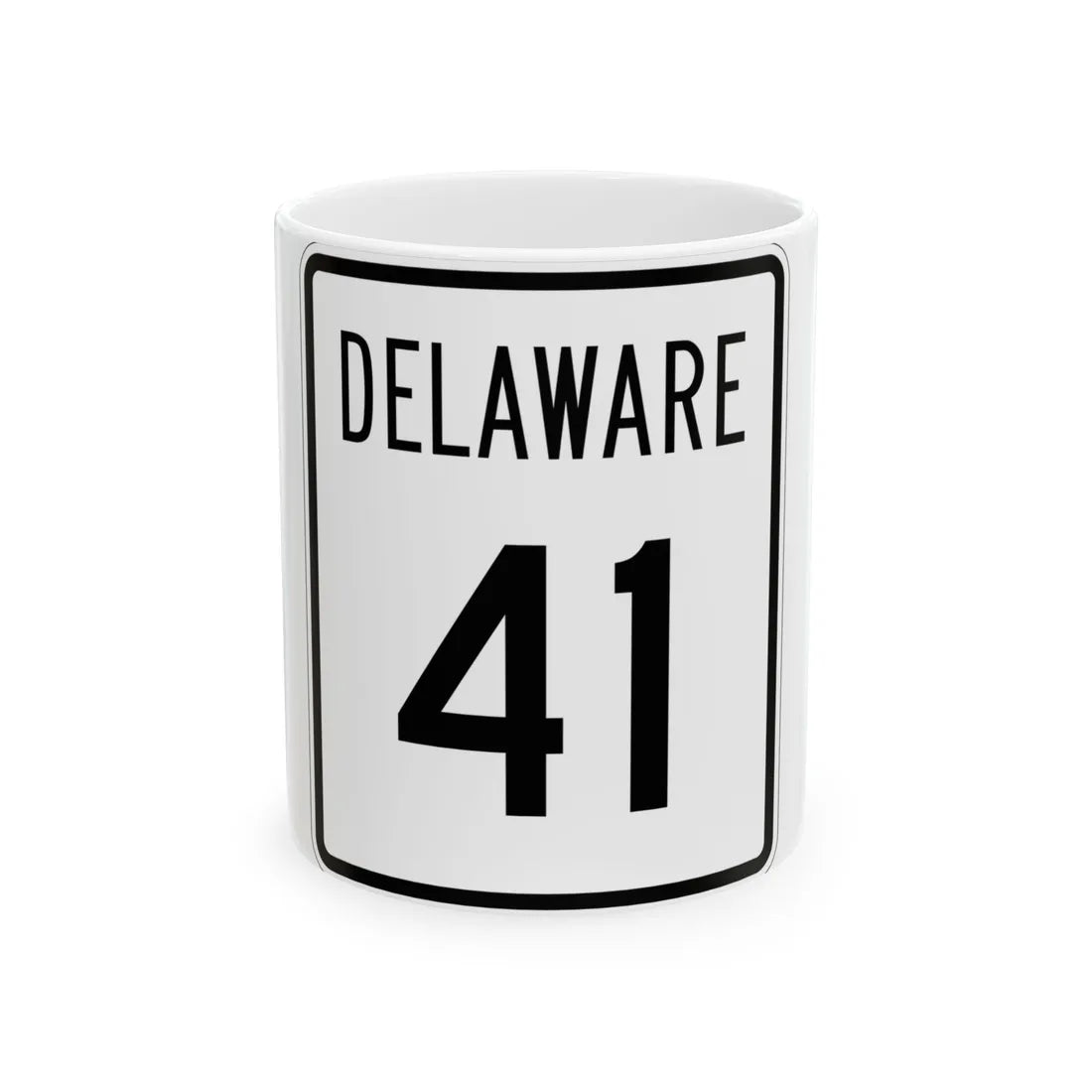 Delaware 41 1955 (Delaware) (Road Sign) White Coffee Mug 11oz - Go Mug Yourself