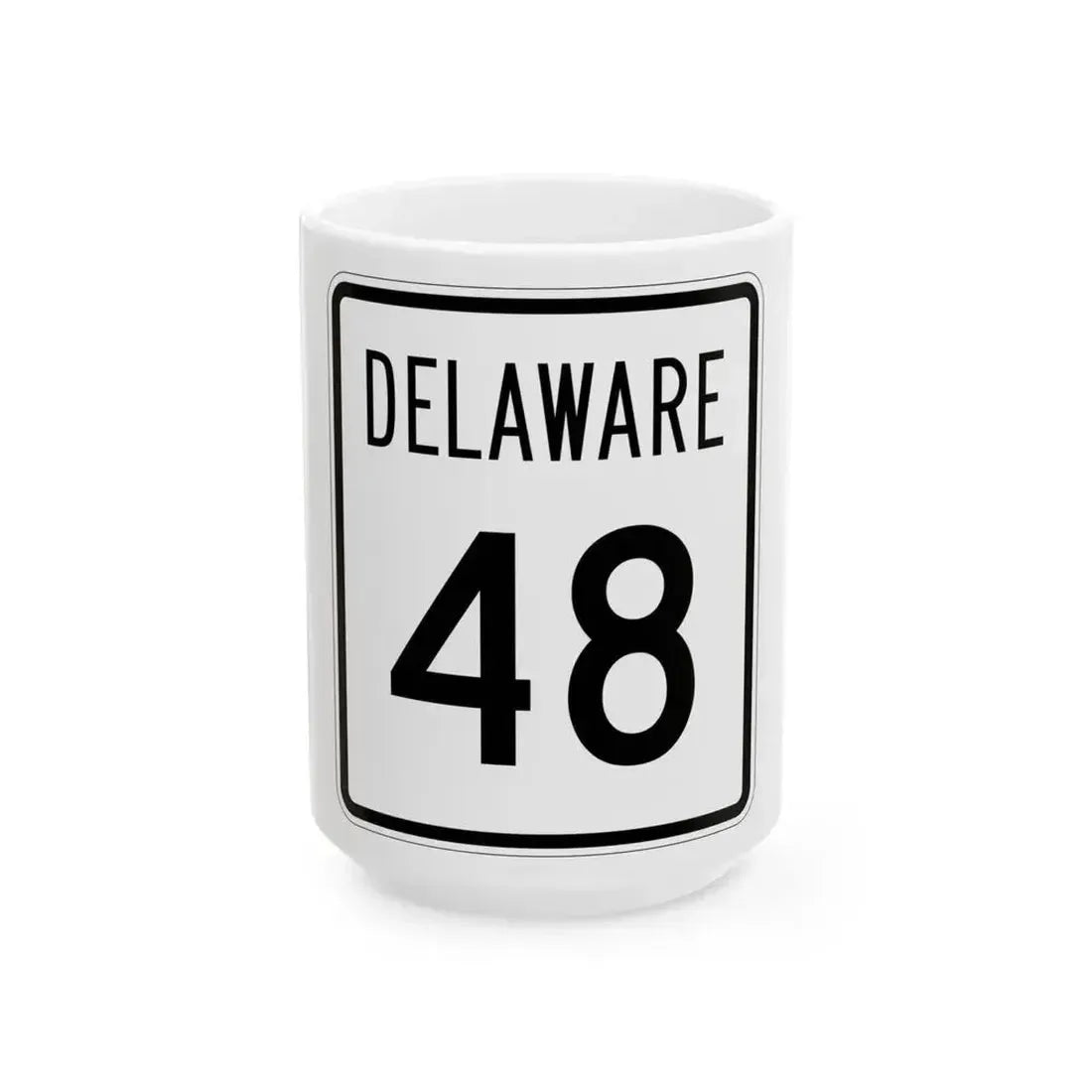 Delaware 48 1955 (Delaware) (Road Sign) White Coffee Mug 15oz - Go Mug Yourself