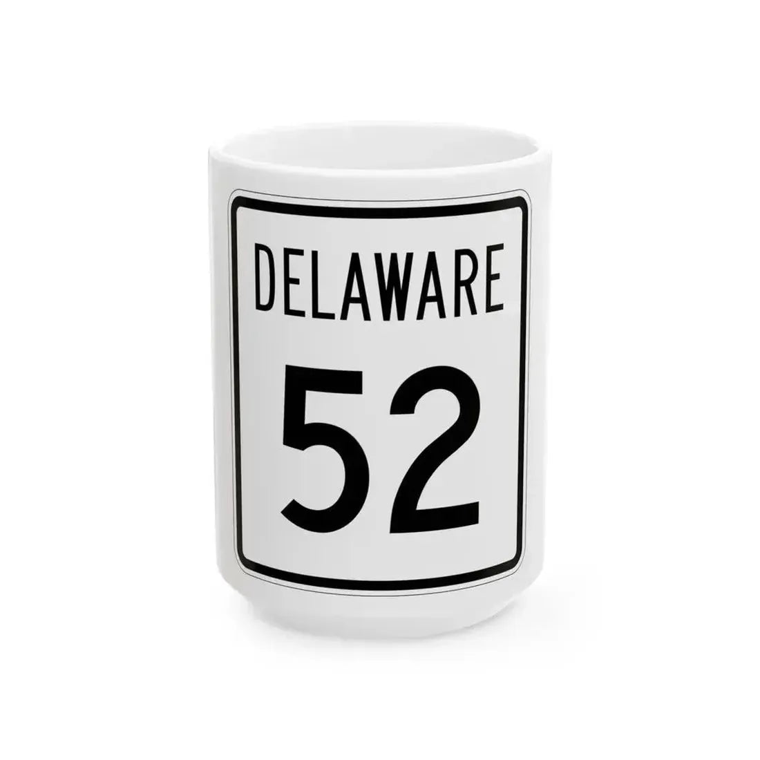 Delaware 52 1955 (Delaware) (Road Sign) White Coffee Mug 15oz - Go Mug Yourself