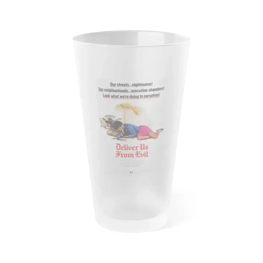 DELIVER US FROM EVIL 1975 Movie Poster - Frosted Pint Glass 16oz 16oz Frosted - Go Mug Yourself