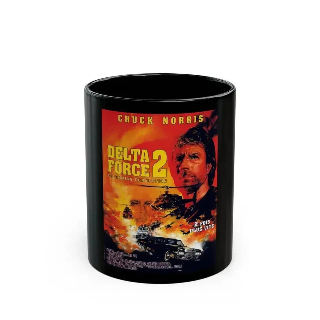 DELTA FORCE 2 (FRENCH) 1990 Movie Poster - Black Coffee Mug 11oz - Go Mug Yourself