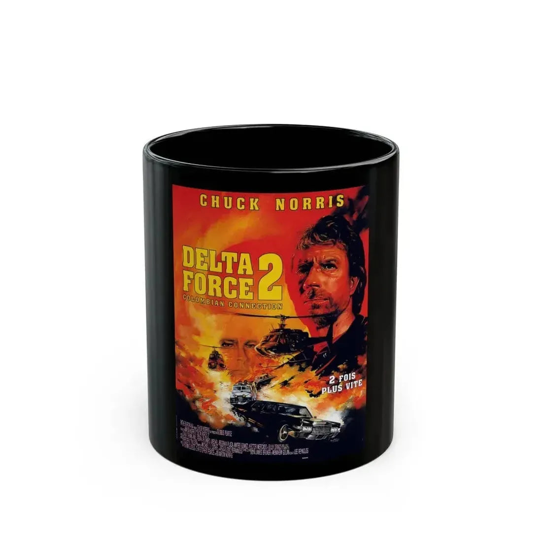 DELTA FORCE 2 (FRENCH) 1990 Movie Poster - Black Coffee Mug 11oz - Go Mug Yourself