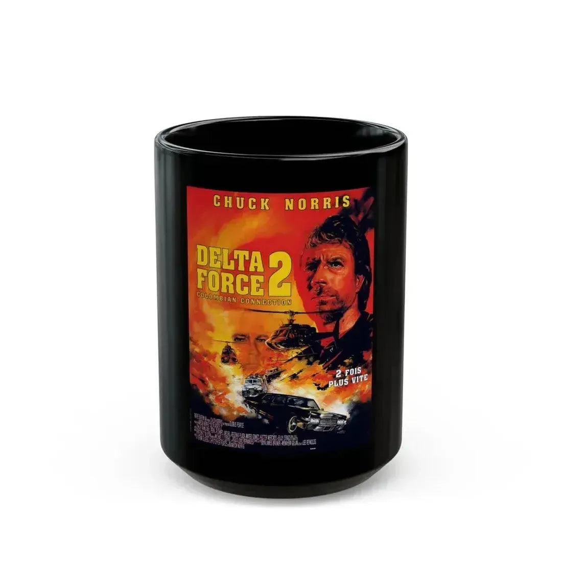 DELTA FORCE 2 (FRENCH) 1990 Movie Poster - Black Coffee Mug 15oz - Go Mug Yourself