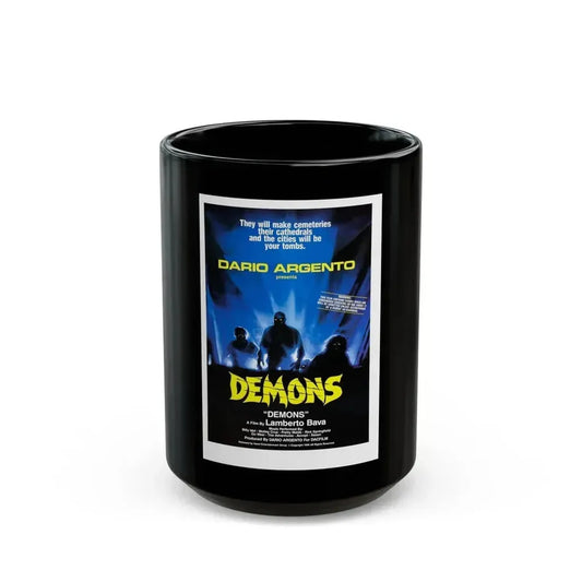 DEMONS 1985 Movie Poster - Black Coffee Mug 15oz - Go Mug Yourself