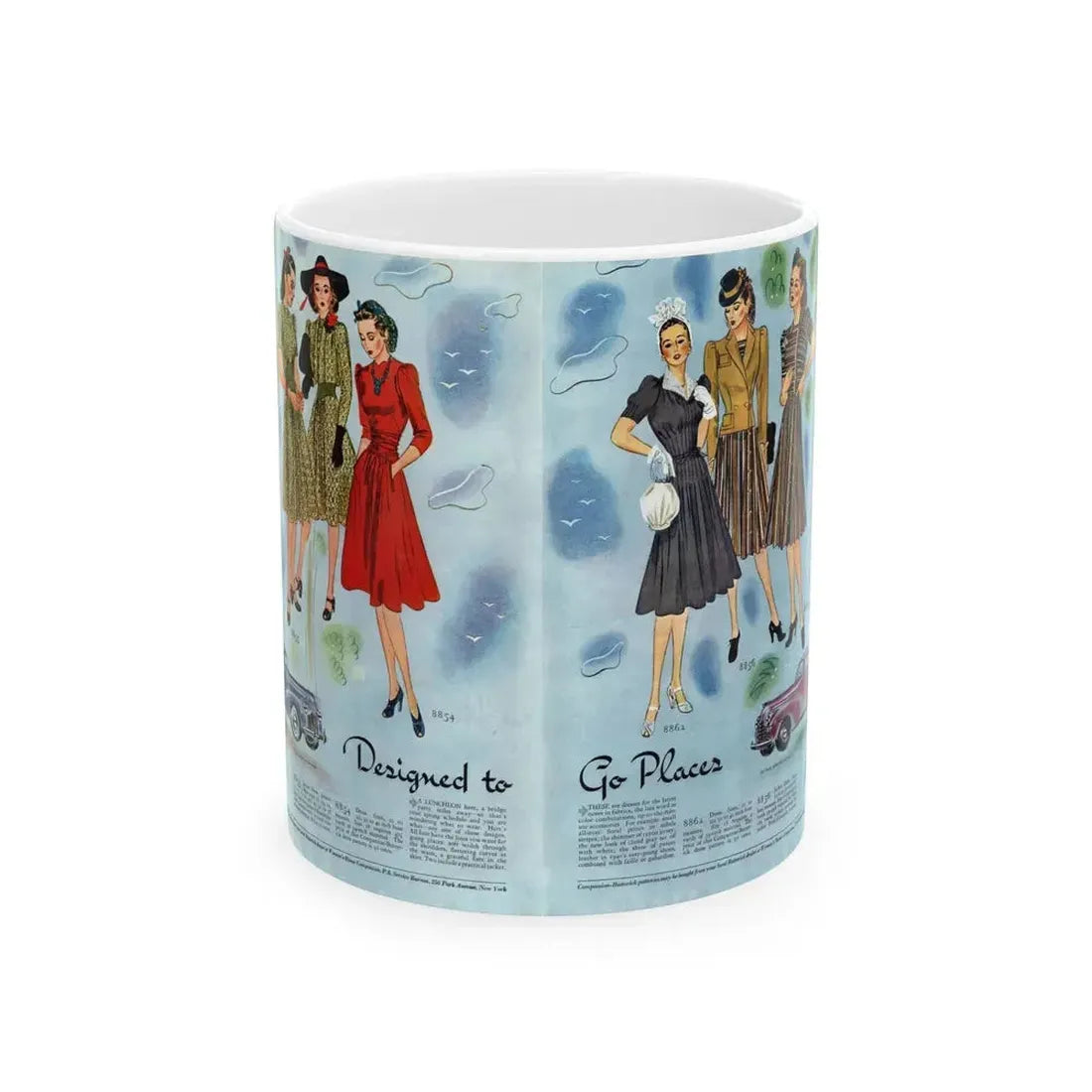 Designed to Go Places, Woman's Home Companion, April 1940 - White Coffee Mug 11oz - Go Mug Yourself