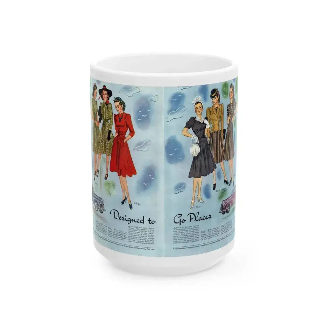 Designed to Go Places, Woman's Home Companion, April 1940 - White Coffee Mug 15oz - Go Mug Yourself
