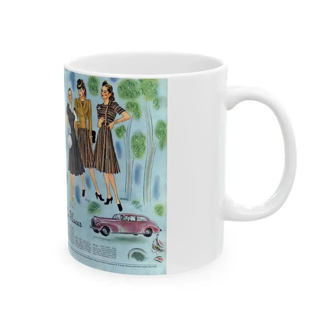 Designed to Go Places, Woman's Home Companion, April 1940 - White Coffee Mug - Go Mug Yourself