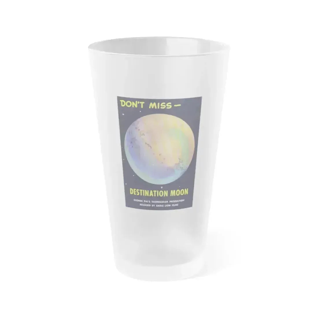 DESTINATION MOON (TEASER) 1950 Movie Poster - Frosted Pint Glass 16oz 16oz Frosted - Go Mug Yourself