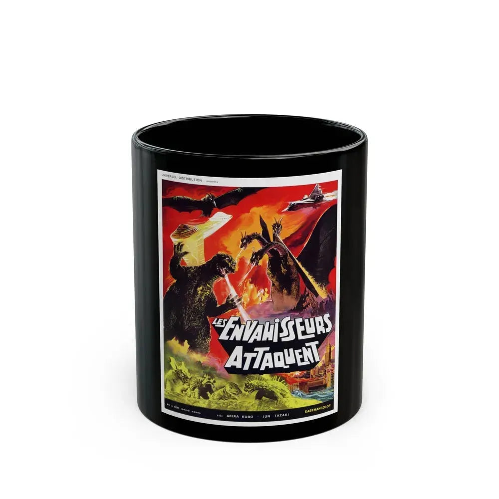 DESTROY ALL MONSTERS (FRENCH GODZILLA) 1968 Movie Poster - Black Coffee Mug 11oz - Go Mug Yourself