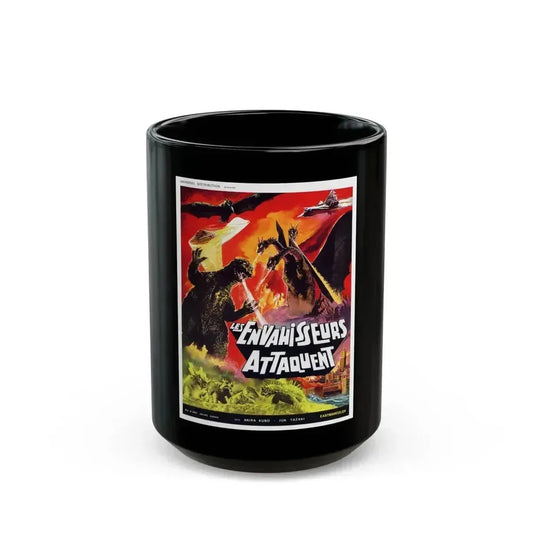 DESTROY ALL MONSTERS (FRENCH GODZILLA) 1968 Movie Poster - Black Coffee Mug 15oz - Go Mug Yourself