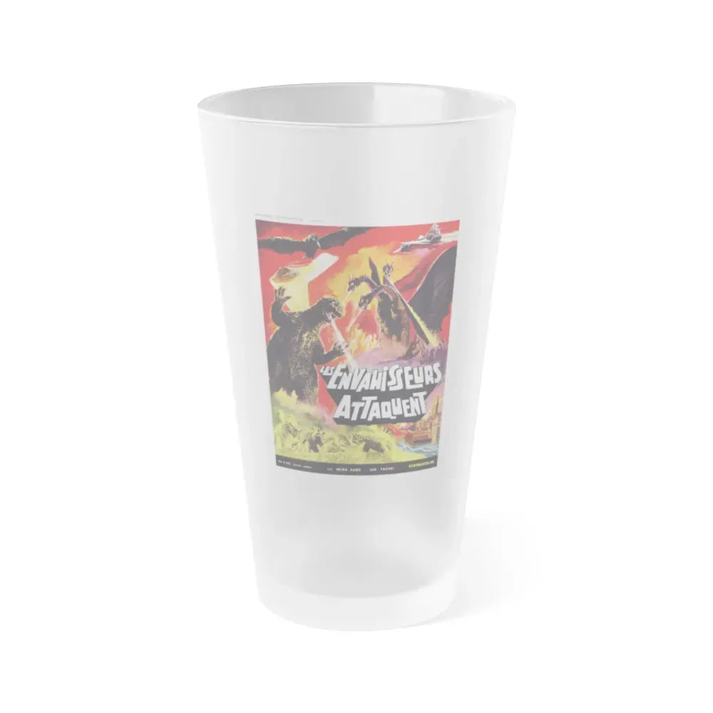 DESTROY ALL MONSTERS (FRENCH GODZILLA) 1968 Movie Poster - Frosted Pint Glass 16oz Default Title - Go Mug Yourself
