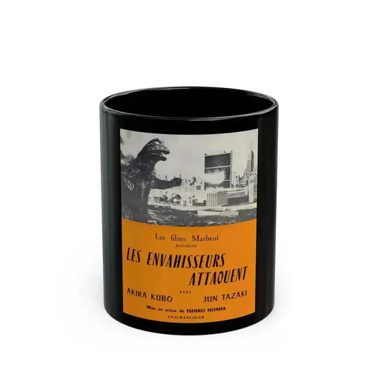 DESTROY ALL MONSTERS (FRENCH GODZILLA) 2 1968 Movie Poster - Black Coffee Mug 11oz - Go Mug Yourself