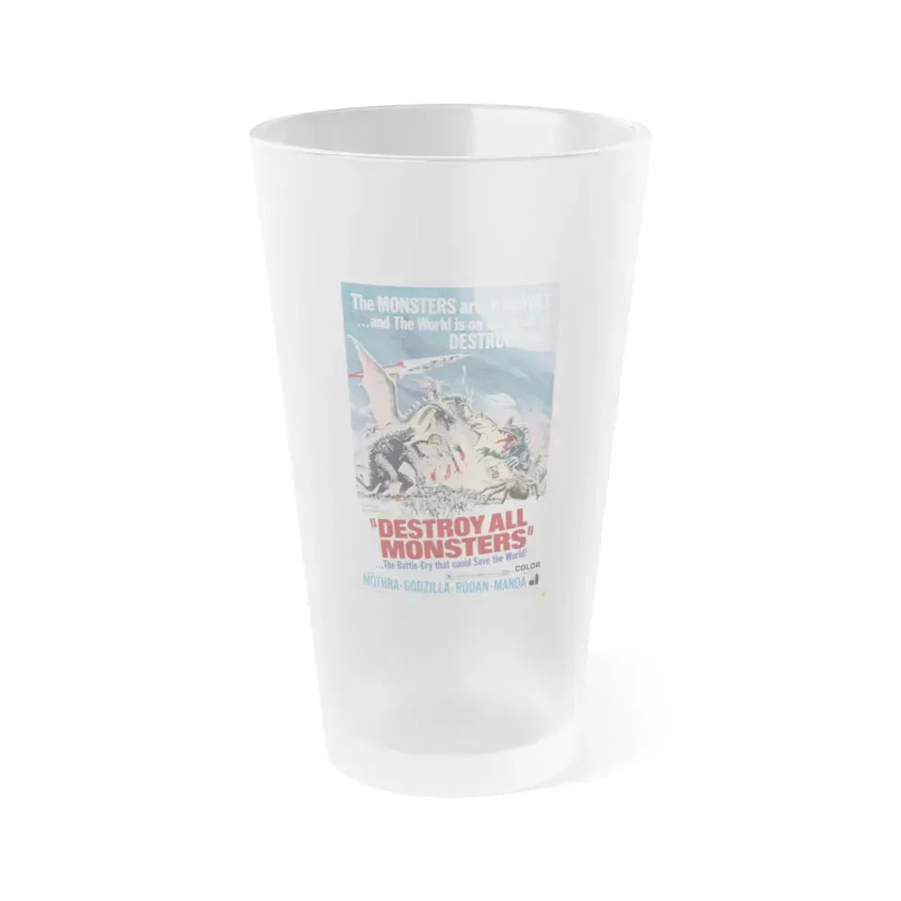 DESTROY ALL MONSTERS (GODZILLA) 1968 Movie Poster - Frosted Pint Glass 16oz 16oz Frosted - Go Mug Yourself