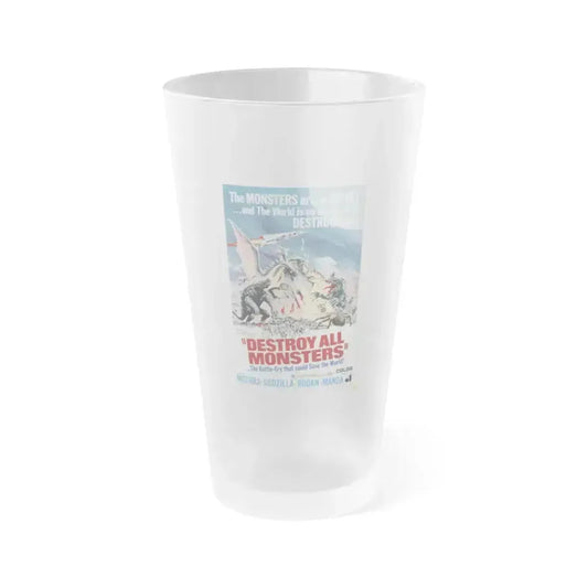 DESTROY ALL MONSTERS (GODZILLA) 1968 Movie Poster - Frosted Pint Glass 16oz 16oz Frosted - Go Mug Yourself
