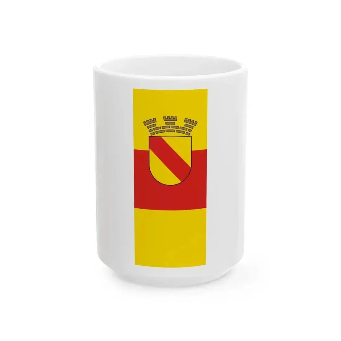 DEU Baden-Baden Flag vertical (Germany) White Coffee Mug 15oz - Go Mug Yourself