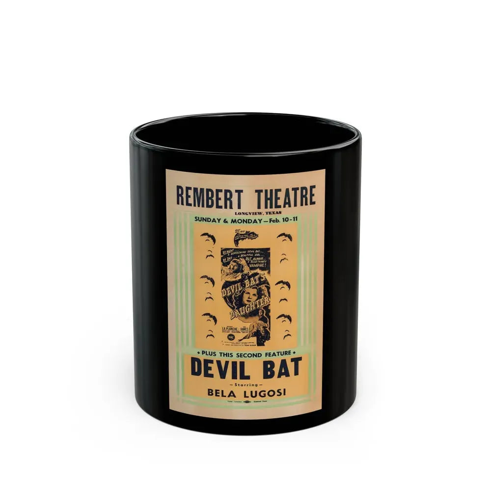 DEVIL BAT + DEVIL BAT'S DAUGHTER 1946 Movie Poster - Black Coffee Mug 11oz - Go Mug Yourself