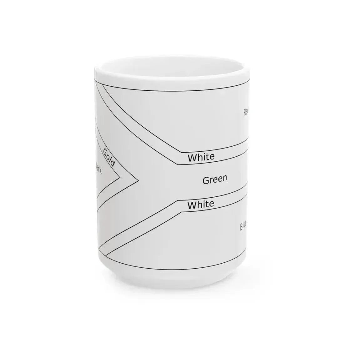 Diagram of the Flag of South Africa (South Africa) White Coffee Mug 15oz - Go Mug Yourself