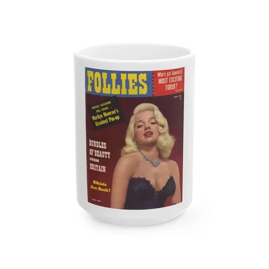 Diana Dors #129 - Mag. Cover (Vintage Female Icon) White Coffee Mug 15oz - Go Mug Yourself