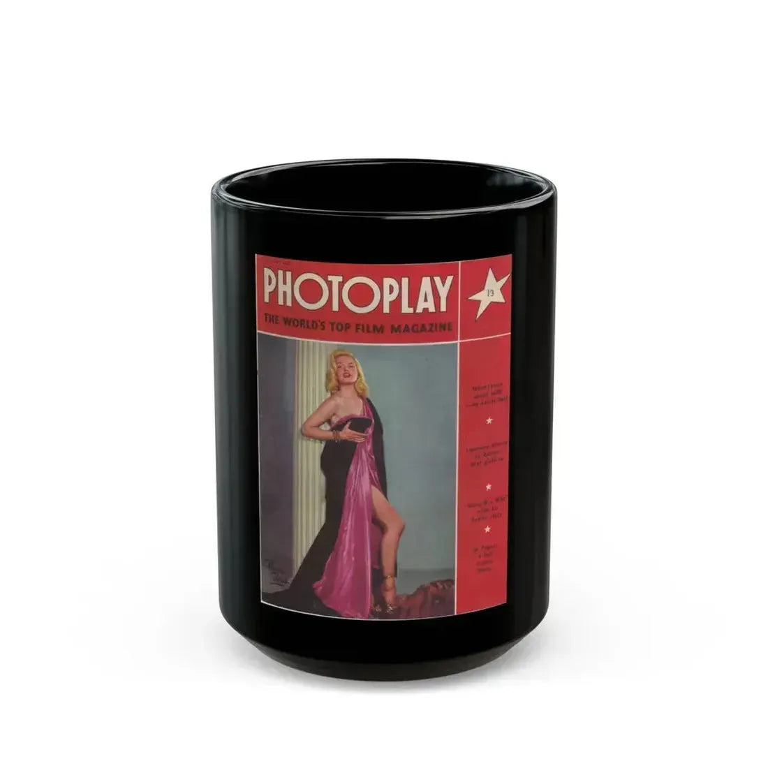 Diana Dors #130 - Mag. Cover (Vintage Female Icon) Black Coffee Mug 15oz - Go Mug Yourself