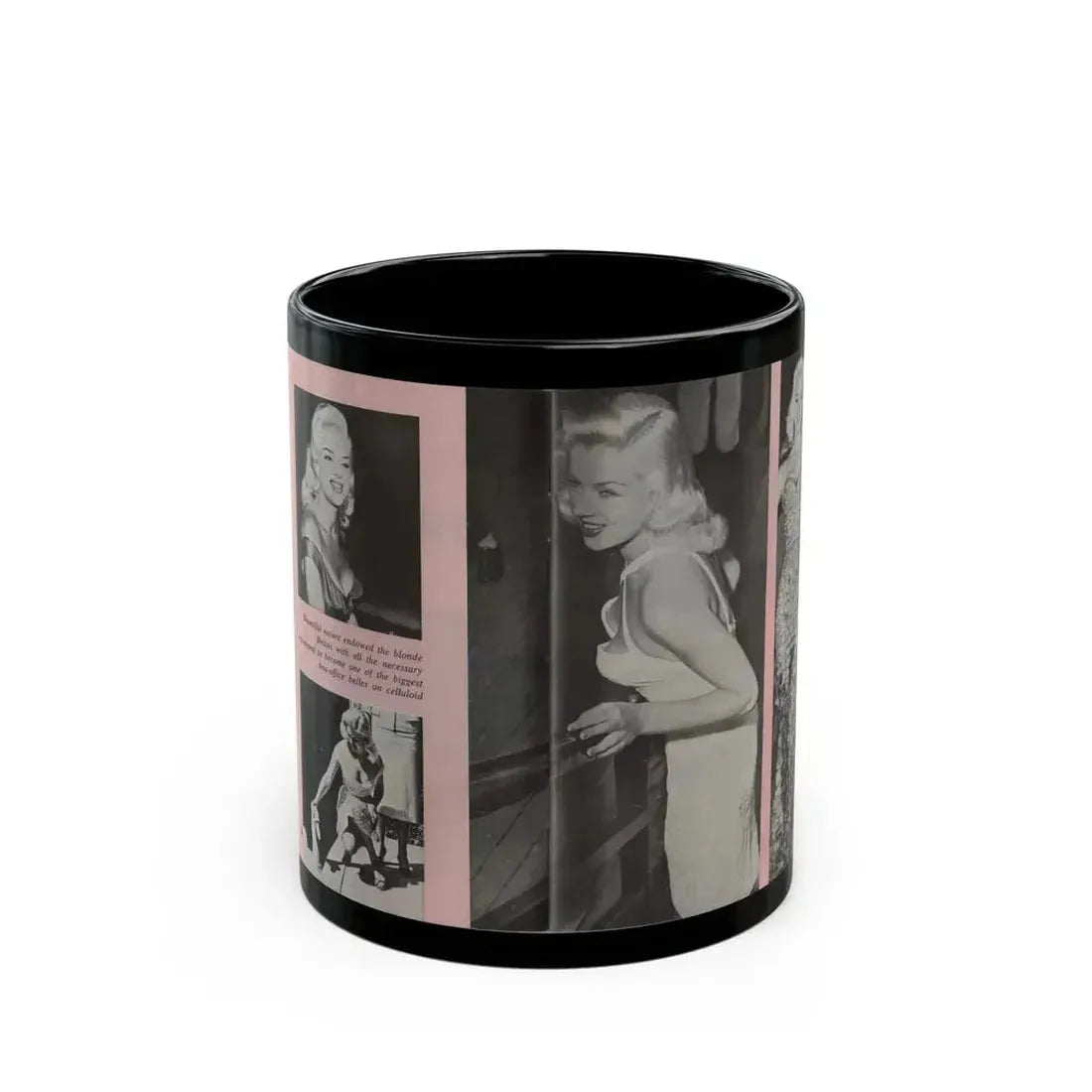 Diana Dors #135 - 4 B&W Photos & Caption from Pose! Pocket Mag. from July '58 (Vintage Female Icon) Black Coffee Mug 11oz - Go Mug Yourself